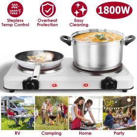 Portable Infrared Dual Hot Plate - 2 Burners for Simultaneous Cooking, 302-1022 Stepless Temp, Auto Shut-Off, Easy Wipe Clean