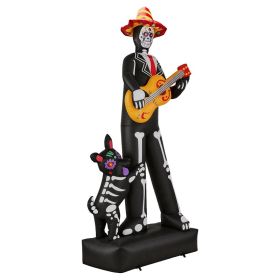 7.3ft Ghostly Musician With Dog,6 LEDs,Black,White,Orange,Halloween Inflatable Decoration,1500mA,12V,US Standard (Option: Default)