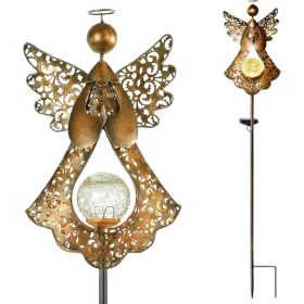 Solar Angel Lights Stake, 40.5 Bronze Garden Decor, LED Memorial (Option: GOLDEN)