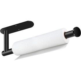Black Self-Adhesive Under Cabinet Paper Towel Holder Wall Mounted Roll Organizer For Kitchen Bathroom Counter Storage (Option: Black)