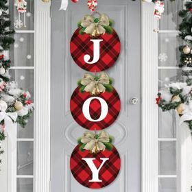 Outdoor Christmas Door Decorations, Joy Sign For Front Door, Buffalo Plaid (Option: Red)