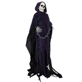 6ft Halloween Decorations Outdoor Life Size Animatronics Grim Reaper With Chain,Sound-Actived Party Decor With Creepy Sound ,Scary Haunted House (Option: Default)