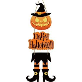 Halloween Door Decorations Halloween Wreath Witch Halloween Door Sign (Option: ORANGE)