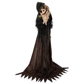5.7ft Halloween Decorations Outdoor Life Size Animatronics Wizard With Pumpkin Face,Sound-Actived Party Decor With Creepy Sound ,Scary Haunted Ho (Option: Default)