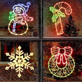 4 Pack Christmas Window Lights,Wreath,Candy Cane, Snowflakes, Snow Man (Option: Multicolor)