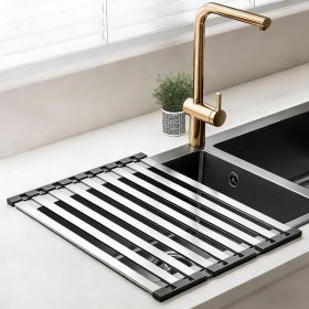 Over the Sink Kitchen Dish Drying Rack OrganizerStainless Steel Collapsible Non-Slip Space-Saving- Rust-Resistant Heat-Resistant Sturdy - Easy to (size: 55cmx32.5cm\21.65x12.8in)