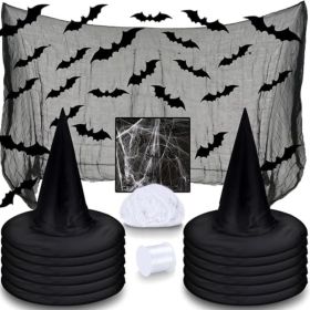 12Pcs Halloween Witch Hats Decorations With Spider Web (Option: Black)